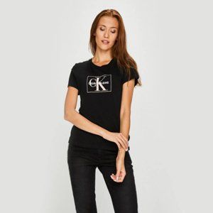 Calvin Klein dámské černé tričko s monogramem - XS (99)